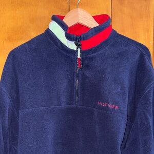 Tommy Hilfiger Navy and Red Zip-Up Sweater